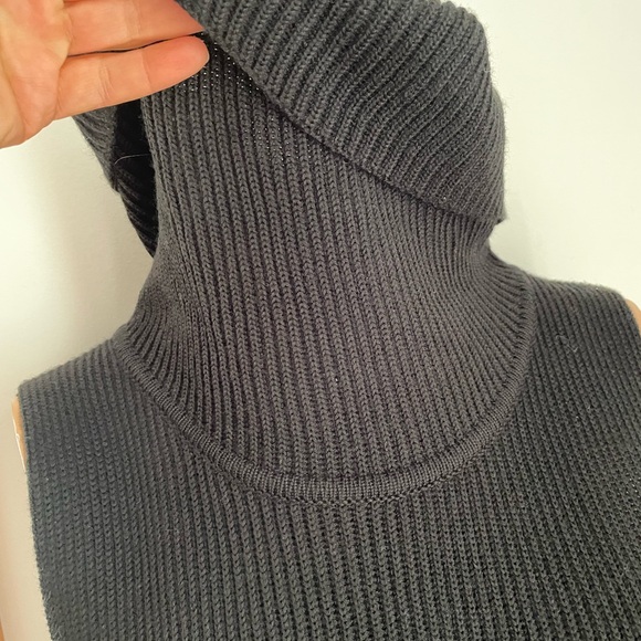 Wool mix black super cowl dress tunic Danier sleeveless - Picture 4 of 7